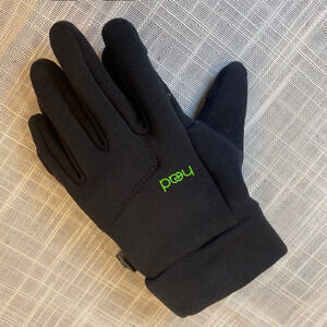 Head Touchscreen Gloves Lined Black Green Unisex Kids Medium